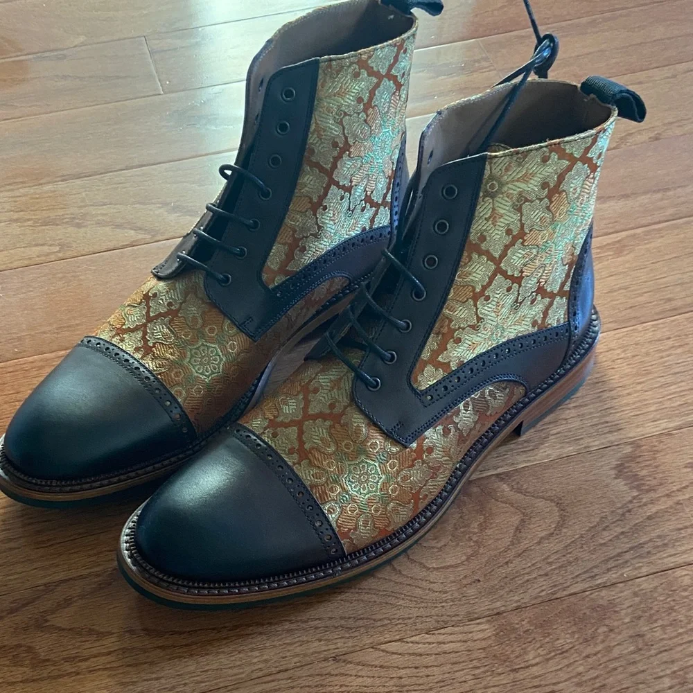 Taft Brown Patterned Men's Boots - Picture 1 of 5